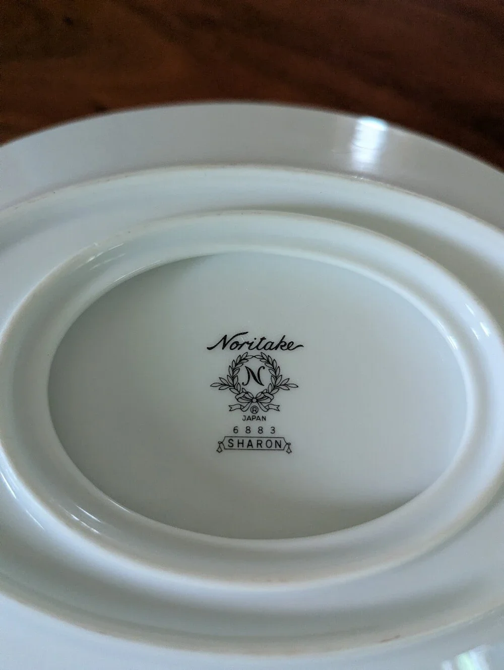 Noritake Sharon #6883 Gravy Boat Connected Plate Black Band Raised Flowers